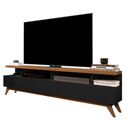 Ver imagem 5 de Rack para TV com Espaço Organizador e 3 Gavetas Vivare Wood 1,80 m - Preto/Freijo