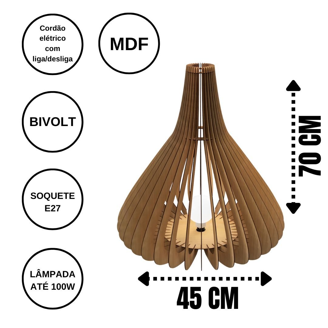 Abajur Grande de Chão CATEDRAL -:MDF CRU - 5