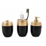 Kit Conjunto Acessórios de Pia Banheiro Lavabo Preto Tampa Dourado 3 Peças Forma Dispenser - 6