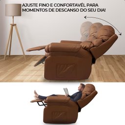Poltrona do Papai Reclinavel Atlas Corino Conforto Caramelo Sala Quarto - Arkell - 4