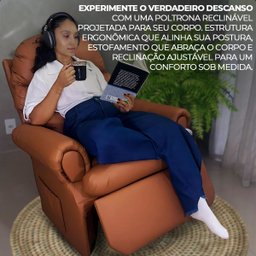 Poltrona do Papai Reclinavel Atlas Corino Conforto Caramelo Sala Quarto - Arkell - 3