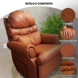 Poltrona do Papai Reclinavel Atlas Corino Conforto Caramelo Sala Quarto - Arkell - 5