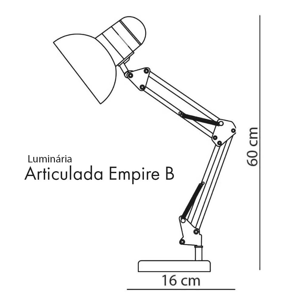 Luminária De Mesa Articulada Empire B Preto Moderno Startec - 3