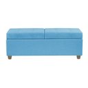 Ver imagem 3 de Canto Alemão Recamier Bau + Painel Madri 160cm Suede Azul Turquesa - Inova Decor