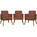 Ver imagem 1 de Kit 3 Poltronas Decorativas para Sala Lis Corino e Suede Cores Pé Palito