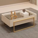 Ver imagem 2 de Mesa de Centro Espelhada para Sala de Estar Pés Industrial Malika D05 Off White - Lyam Decor