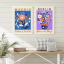 Ver imagem 2 de Kit 2 Quadros Flower Market - Madrid e Berlin 45x34cm:madeira Branca