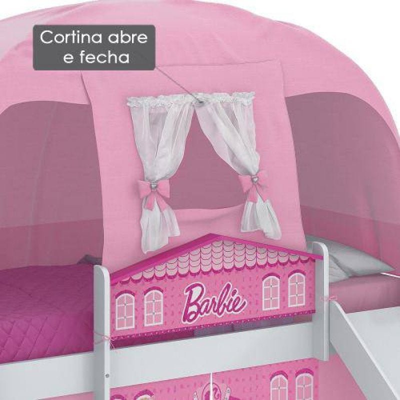 Cabana Superior para Camas Infantis Play - Rosa com Cortina Branca - Pura Magia - 4