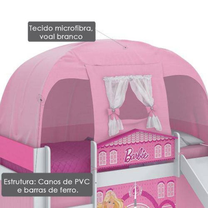 Cabana Superior para Camas Infantis Play - Rosa com Cortina Branca - Pura Magia - 2