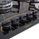 Ver imagem 3 de Cooktop Chamalar Bivolt Premium 5 Bocas Tripla Chama Gás Vidro Temperado Preto Mesclado