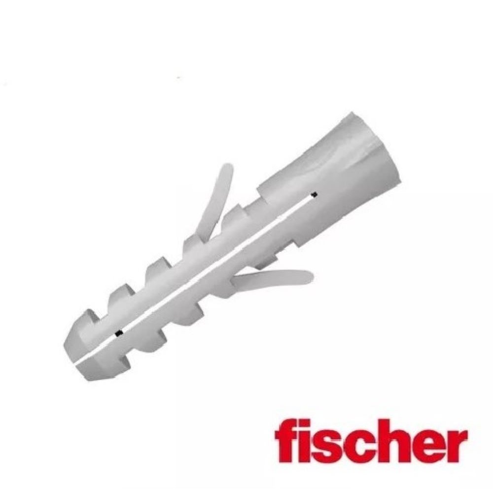 Kit 100 Conjuntos Bucha Fischer S-10 com Parafuso Chipboard Chata Phillips 6.0 X 60 - 3