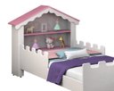 Ver imagem 5 de Cama Infantil Magia Quarto da Criança com Grade de Proteção Casinha Prateleiras Cor Branco/rosa