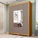 Ver imagem 1 de Guarda Roupa Solteiro 154cm 4 Portas Espelho Brasid Mel/cacao C01 - Mpozenato