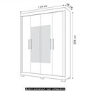 Ver imagem 3 de Guarda Roupa Solteiro 154cm 4 Portas Espelho Brasid Mel/cacao C01 - Mpozenato