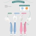 Ver imagem 2 de Kit Talheres Flexíveis Infantil 6m+ Colher e Garfo Bebê Treinamento Menina Rosa Adoleta Bebê