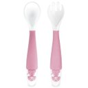Ver imagem 1 de Kit Talheres Flexíveis Infantil 6m+ Colher e Garfo Bebê Treinamento Menina Rosa Adoleta Bebê