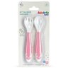 Kit Talheres Flexíveis Infantil 6m+ Colher e Garfo Bebê Treinamento Menina Rosa Adoleta Bebê - 3