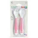 Ver imagem 3 de Kit Talheres Flexíveis Infantil 6m+ Colher e Garfo Bebê Treinamento Menina Rosa Adoleta Bebê