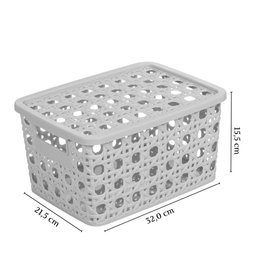 Caixa organizadora retangular com tampa palha 8 litros Plasutil ref. 15053 - 3