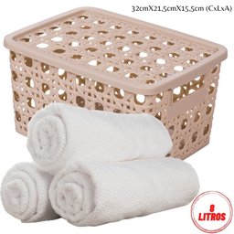 Caixa organizadora retangular com tampa palha 8 litros Plasutil ref. 15053 - 2