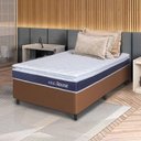 Ver imagem 1 de Conjunto Box Marrom Durban Azul Espuma D28 Solteiro 96x203x57 - King House
