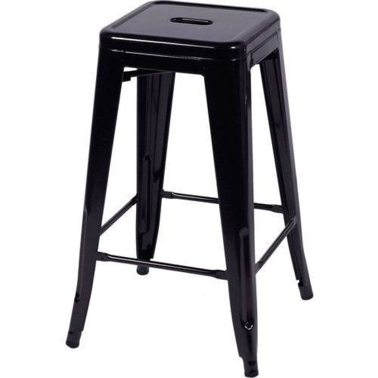 Banqueta Retrô Alta Preto Ór Design