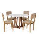 Ver imagem 1 de Mesa de Jantar Redonda Montreal Bran/nor com 4 Cadeiras Estofadas Ella Bege