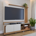 Ver imagem 2 de Home Siena C/ Portas e Compartimentos Sala de Estar Prateleiras Porta Itens Off White Matte / Freijo