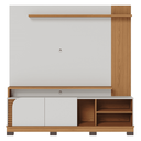 Ver imagem 1 de Home Siena C/ Portas e Compartimentos Sala de Estar Prateleiras Porta Itens Off White Matte / Freijo