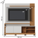 Ver imagem 3 de Home Siena C/ Portas e Compartimentos Sala de Estar Prateleiras Porta Itens Off White Matte / Freijo