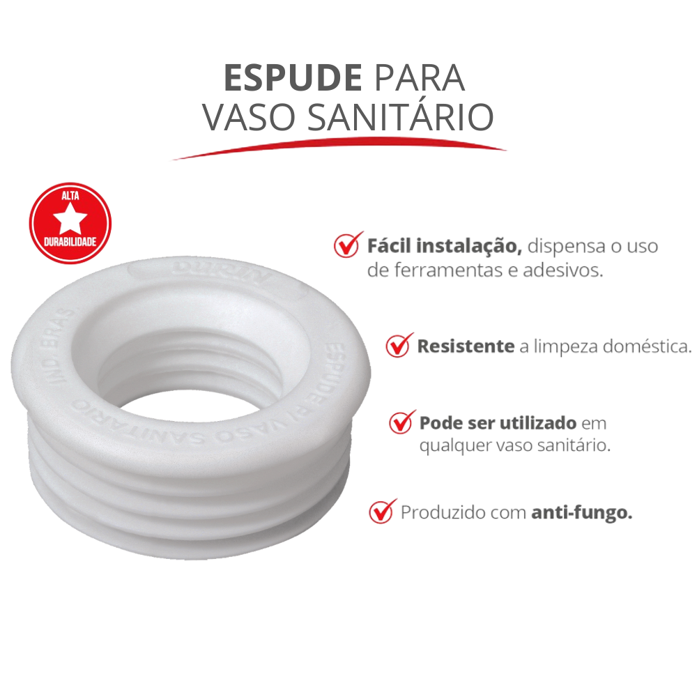 10 Unidades Espude para Vaso Sanitário 38mm 40dn Cor Branco Durín - 2