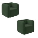 Ver imagem 1 de Poltrona Sala de Estar Decorativa Kit 2 Laguna Veludo Verde K01 - D'Rossi
