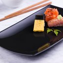 Ver imagem 4 de Kit 6 Prato para Sushi Bandeja Preta Rasa Oriental 22cm Porcelana Germer Sashimi