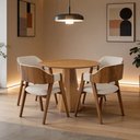 Ver imagem 3 de Mesa de Jantar 4 Lugares Redonda 100cm Base Cone Tampo MDF Erimon N01 Ypê - Lyam Decor