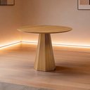 Ver imagem 1 de Mesa de Jantar 4 Lugares Redonda 100cm Base Cone Tampo MDF Erimon N01 Ypê - Lyam Decor