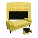Ver imagem 1 de Kit Cabeceira Geovana + Calçadeira Baú Felix Queen Size 160cm Suede - Ecotec Decor:Amarelo