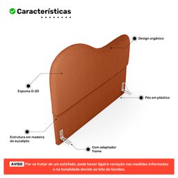 Cabeceira Orgânica Cama Box King Size Sea 195cm com Frame Bouclé Terracota - Desk Design - 3
