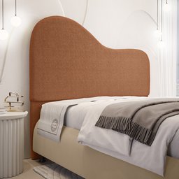 Cabeceira Orgânica Cama Box King Size Sea 195cm com Frame Bouclé Terracota - Desk Design - 2