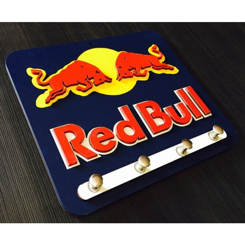 Porta Chaves Red Bull Em Mdf Tamanho 18,3 X 16,5 Cm