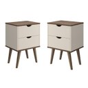 Ver imagem 1 de Kit 2 Mesas de Cabeceira Madri 2g Luxo Prado - Bege / Canela