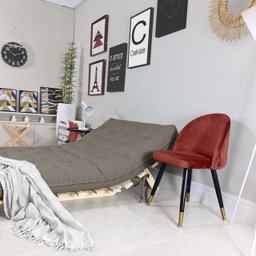 Sofá Cama Casal Futon Oriental Cinza com Madeira Maciça - 3