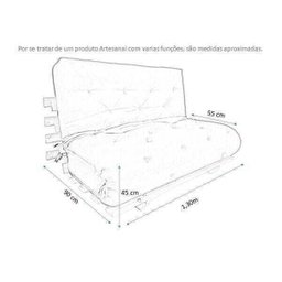 Sofá Cama Casal Futon Oriental Preto com Madeira Preta - 3