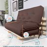Sofá Cama Casal Futon Oriental Marrom com Madeira Maciça. - 7