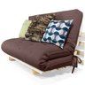 Sofá Cama Casal Futon Oriental Marrom com Madeira Maciça. - 1