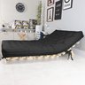 Sofá Cama Casal Futon Oriental Preto com Madeira Maciça - 5