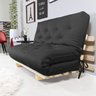 Sofá Cama Casal Futon Oriental Preto com Madeira Maciça - 3