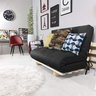 Sofá Cama Casal Futon Oriental Preto com Madeira Maciça - 6
