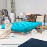 Sofá Cama Casal Futon Oriental Azul Turquesa com Madeira Maciça. - 8