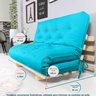 Sofá Cama Casal Futon Oriental Azul Turquesa com Madeira Maciça. - 7