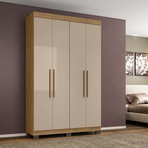 Guarda-roupa Bélgica 4 Portas 2 Gavetas Amêndoa Off White